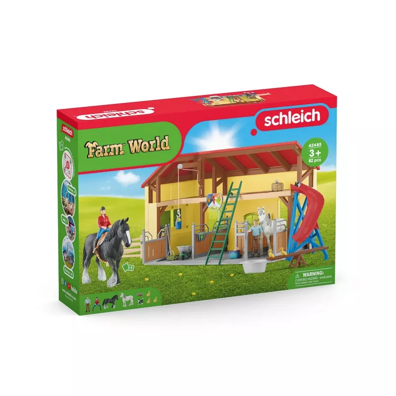 schleich FARM WORLD arklidės, Ūkis, Ūkio gyvūnai / ūkio žaislai, 3 m., Įvairiaspalvė, Plastikas