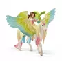 schleich BAYALA fėja Surah su blizgučių Pegasu, 5 m., Saulės elfai, Vienaragiai ir fėjos, Įvairiaspalvė, Plastikas, 1 vnt.