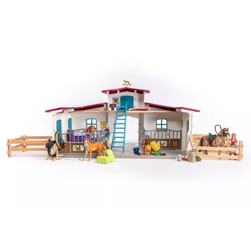 schleich HORSE CLUB Ežero krantinės jojimo centras, ūkis, arklių arklidės, žirgai, 5 m., įvairiaspalvis, plastikas