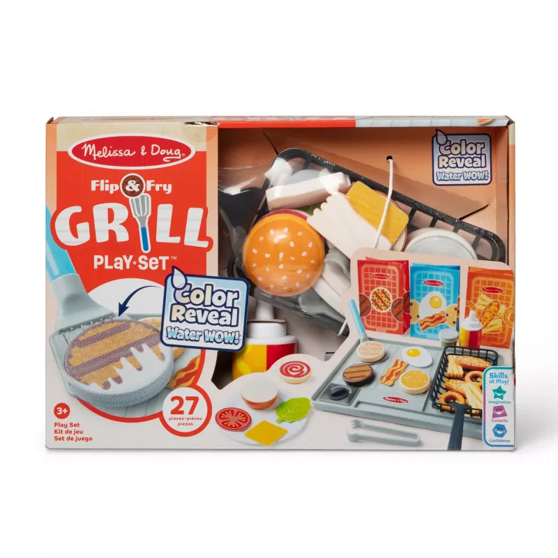 Melissa & Doug Flip & Fry Grill žaidimų rinkinys su Water WOW spalvų atskleidimo žaidimo maistu, ikimokyklinis žaislas nuo 3 metų