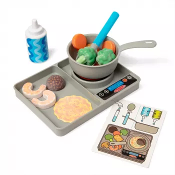 Melissa & Doug Simmer & Stir Stovetop Play Set su Water WOW! Spalvą atskleidžiančiu žaidimų maistu, ikimokyklinis žaislas, nuo 3 metų