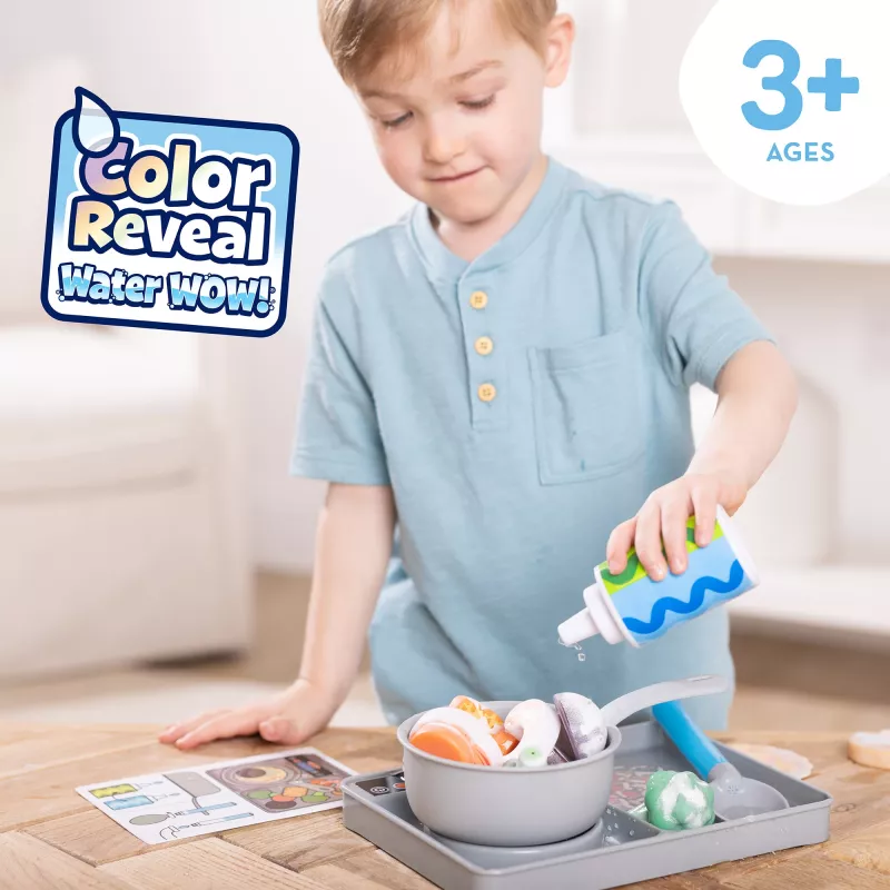 Melissa & Doug Simmer & Stir Stovetop Play Set su Water WOW! spalvą keičiančiu žaidimų maistu, ikimokyklinis žaislas nuo 3 metų