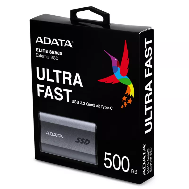 ADATA SE880 500 GB USB Type-C 3.2 Gen 2 (3.1 Gen 2) Wi-Fi pilka