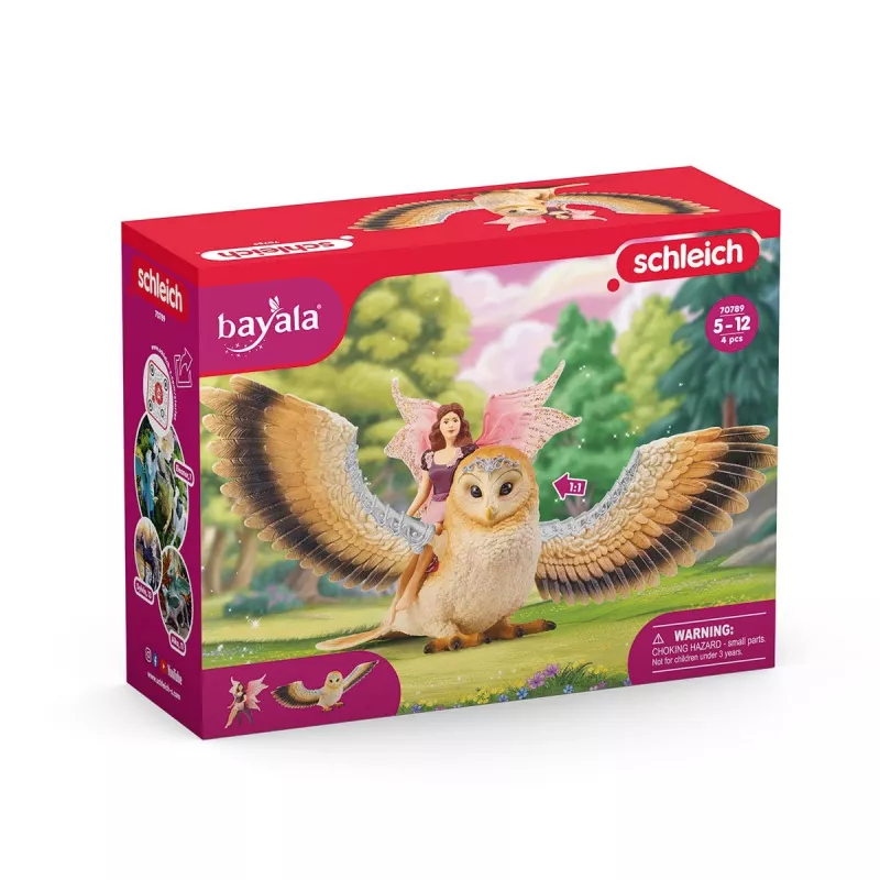 schleich BAYALA Fėja skrydyje ant žavingosios pelėdos, 5 metų, Saulės elfai, vienaragiai ir fėjos, Daugiaspalvė, Plastikas
