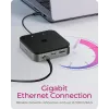 ICY BOX 7-in-1 USB4® doko stotelė su dviguba vaizdo išvestimi, laidinis, USB4, 60 W, 3,5 mm, 10,100,1000 Mbit/s, antracitas