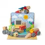 Medinis statomų ir žaidžiamų transporto priemonių rinkinys Melissa & Doug Blockables, 54 vnt., sujungiamas, su FSC sertifikatu
