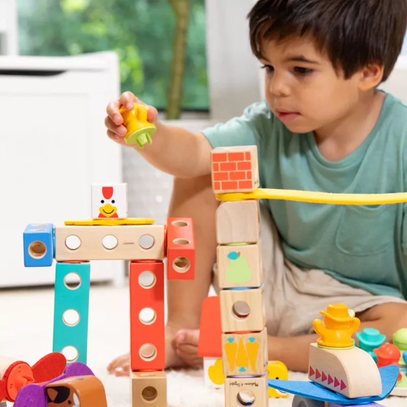 Melissa & Doug MDT BBN Blockables Town Pyst GML, 2 m., 73 vnt., Plastikas, Mediena