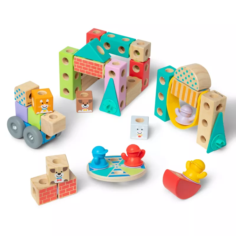 Melissa & Doug MDT BBN Blockables Town Pyst GML, 2 m., 73 vnt., Plastikas, Mediena