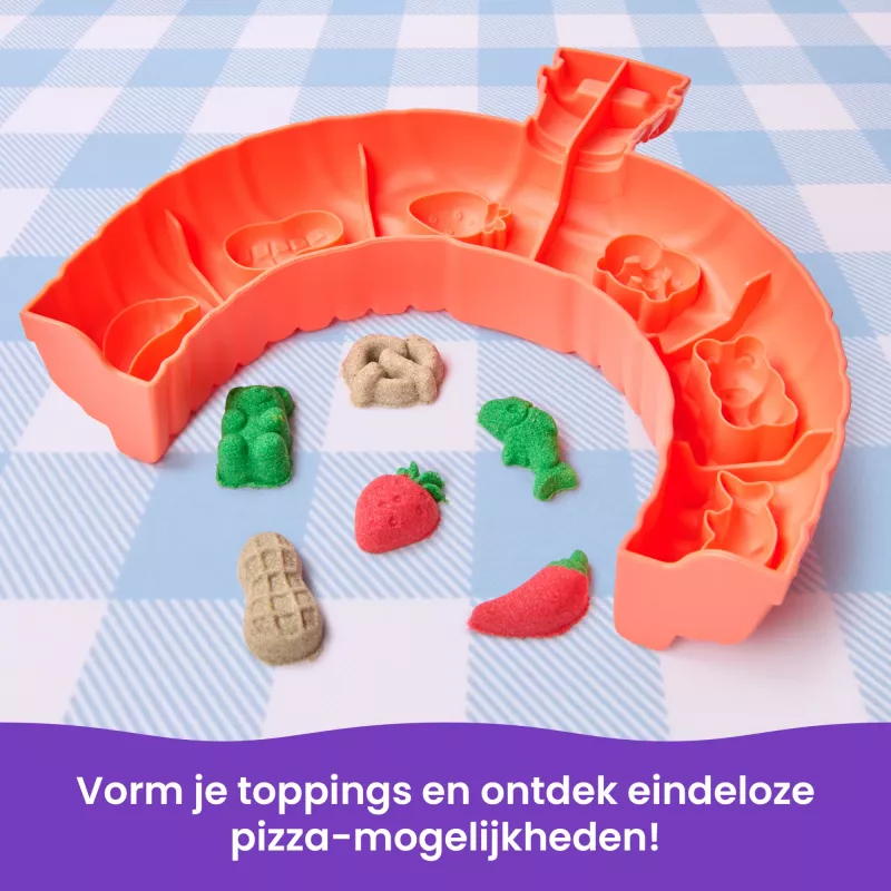 Kinetic Sand, SquishPizza kylančios picos krosnelės žaidimo rinkinys, kūrybingos Velykų dovanos, 1 svaras formuojamo žaidimų smėlio ir 5 įrankiai, žaidimų maisto menų ir amatų žaislai vaikams