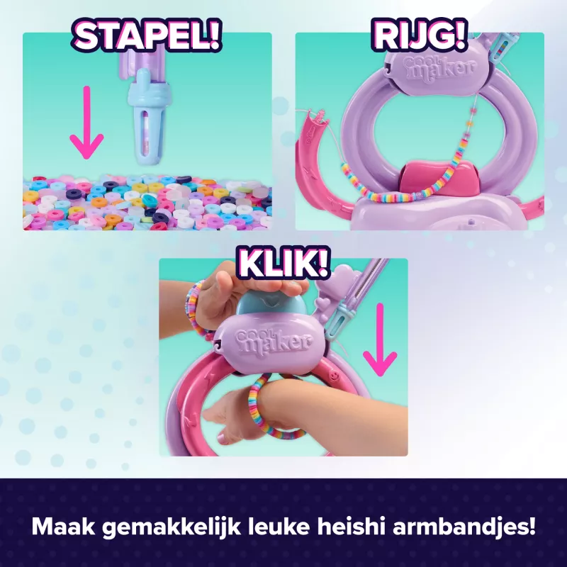 Apyrankių kūrimo rinkinys Spin Master Cool Maker Stack'd Heishi Bracelet Studio — amatų rinkinys heishi stiliaus apyrankėms gaminti