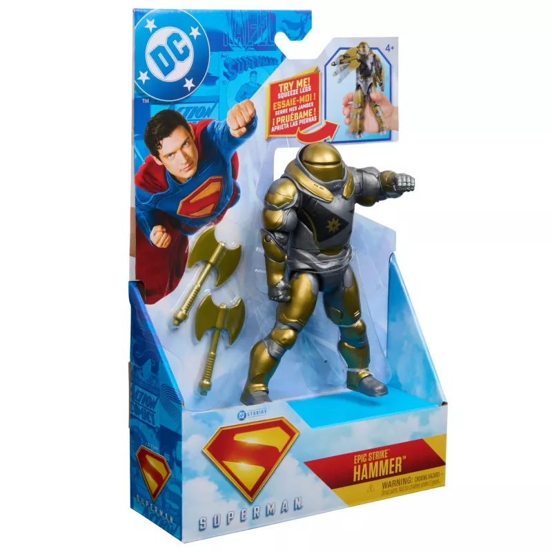 Veiksmo figūrėlė Superman Hammer of Boravia 6 colių, filmo stilistika, 2 aksesuarai, auksinė/pilka