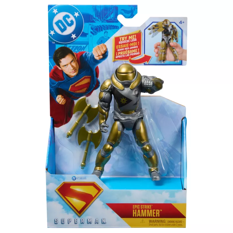 Veiksmo figūrėlė Superman Hammer of Boravia 6 colių, filmo stilistika, 2 aksesuarai, auksinė/pilka