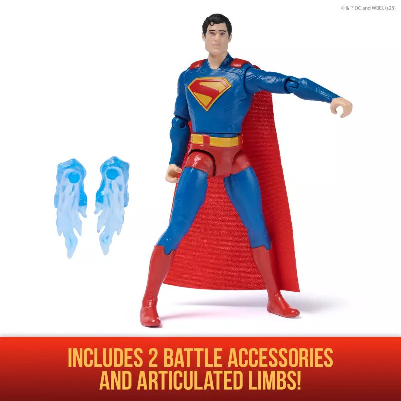 DC Comics, SUPERMAN Epic Strike veiksmo figūrėlė, 6 colių aukščio, autentiškas filmo stilius, yra 2 priedai, vaikiški žaislai berniukams ir mergaitėms nuo 4 metų