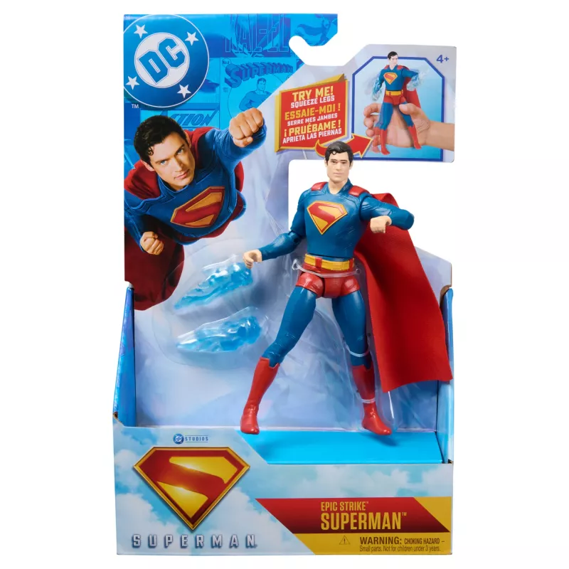 DC Comics, SUPERMAN Epic Strike veiksmo figūrėlė, 6 colių aukščio, autentiškas filmo stilius, yra 2 priedai, vaikiški žaislai berniukams ir mergaitėms nuo 4 metų
