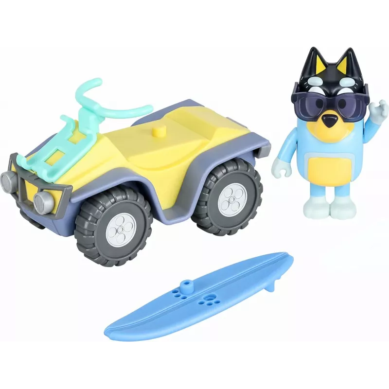 Moose Toys Bluey S9 figūrėlių ir transporto priemonių rinkinys Paplūdimio keturratis su Bandit