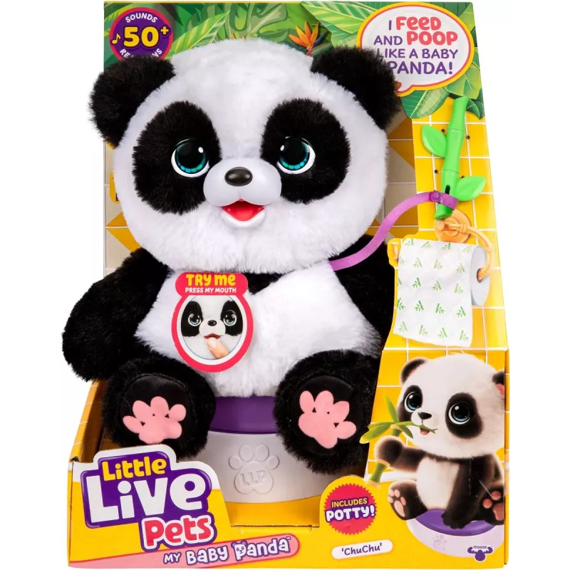 Moose Toys Little Live Pets My Baby Panda Chuchu, žaislinė panda, 4 metai, interaktyvus, garsinis, AA