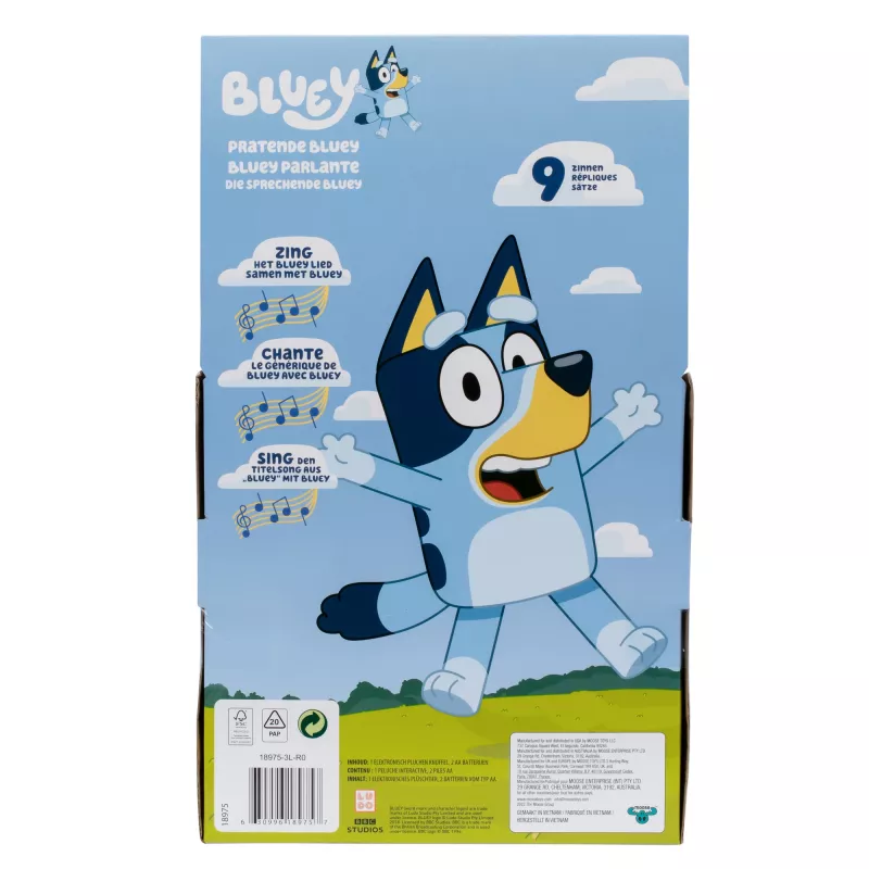Moose Toys Pratende BLUEY, Animacinis personažas, 3 m., Garsinis, AA, Baterijos įdėtos