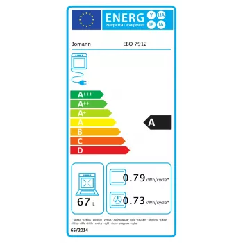 Įmontuojama elektrinė orkaitė BOMANN EBO 7912 — 67 l, 3650 W, liečiamasis valdymas, pirolitinis valymas, juoda
