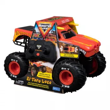 Monster Jam, El Toro Loco RC monstrų sunkvežimis su „Atomizer“ dūmų efektais, mastelis 1:15, žaislai berniukams ir mergaitėms nuo 3 metų