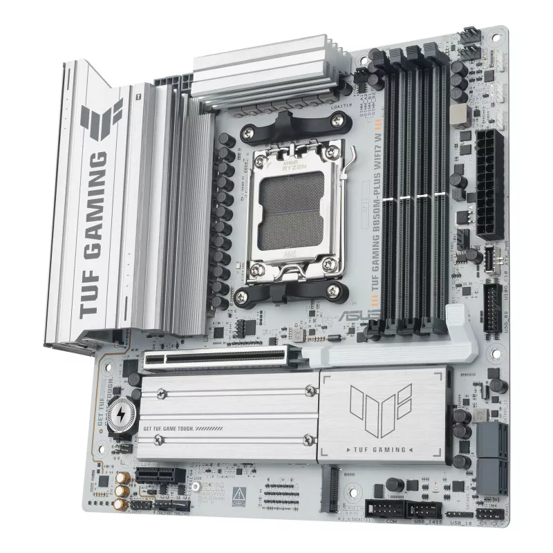 Motininė plokštė ASUS TUF GAMING B850M-PLUS WIFI7 W, AMD B850, Socket AM5, micro ATX, DDR5, 4×DIMM, iki 256 GB, Wi‑Fi 7, 2.5Gb Ethernet