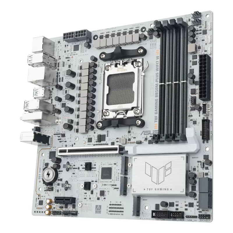 Motininė plokštė ASUS TUF GAMING B850M-PLUS WIFI7 W, AMD B850, Socket AM5, micro ATX, DDR5, 4×DIMM, iki 256 GB, Wi‑Fi 7, 2.5Gb Ethernet