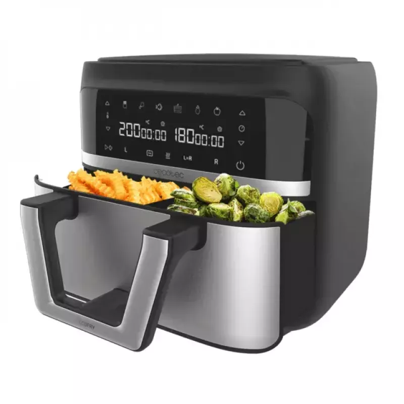 Karšto oro gruzdintuvė Cecotec Cecofry Dual 9000 9 L 2850 W juoda, nerūdijantis plienas