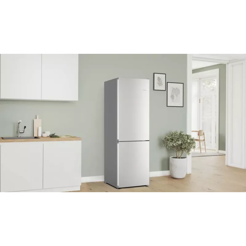 Bosch Serie 4 KGN362LAF šaldytuvas-šaldiklis laisvai pastatomas 321 l metalo spalvos
