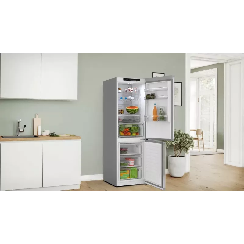 Bosch Serie 4 KGN362LAF šaldytuvas-šaldiklis laisvai pastatomas 321 l metalo spalvos