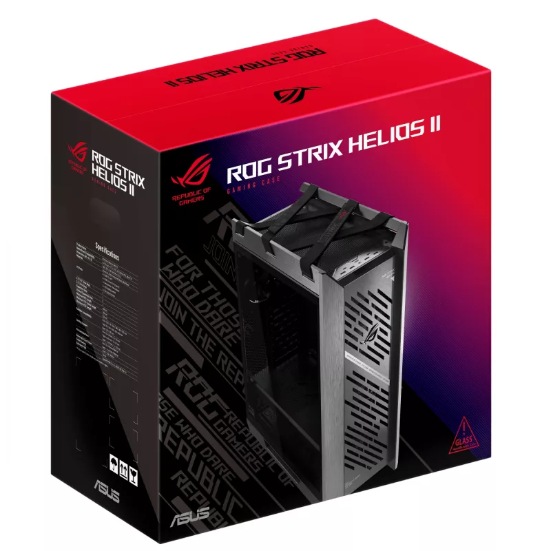 PC korpusas ASUS ROG Strix Helios II Midi Tower — ATX/Midi Tower, grūdintas stiklas, 420 mm GPU, 3x140 mm priekiniai ventiliatoriai, USB-C