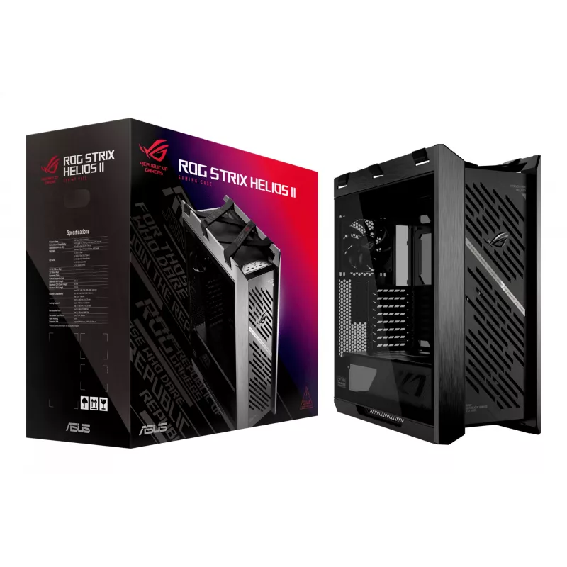 PC korpusas ASUS ROG Strix Helios II Midi Tower — ATX/Midi Tower, grūdintas stiklas, 420 mm GPU, 3x140 mm priekiniai ventiliatoriai, USB-C