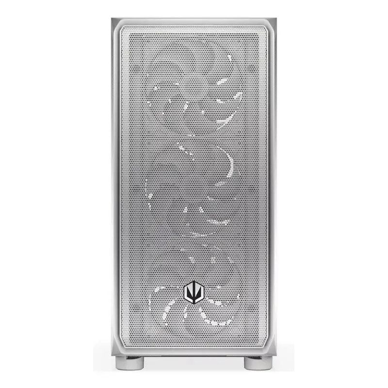 PC Midi Tower korpusas ENDORFY ARX 500 ARGB White — grūdintas stiklas, palaiko ATX/Micro-ATX/Mini-ITX, 3x140 mm priekyje + 1x140 mm gale, 1 × 3,5 colio + 6 × 2,5 colio skyriai