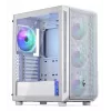 PC Midi Tower korpusas ENDORFY ARX 500 ARGB White — grūdintas stiklas, palaiko ATX/Micro-ATX/Mini-ITX, 3x140 mm priekyje + 1x140 mm gale, 1 × 3,5 colio + 6 × 2,5 colio skyriai