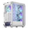 PC Midi Tower korpusas ENDORFY ARX 500 ARGB White — grūdintas stiklas, palaiko ATX/Micro-ATX/Mini-ITX, 3x140 mm priekyje + 1x140 mm gale, 1 × 3,5 colio + 6 × 2,5 colio skyriai