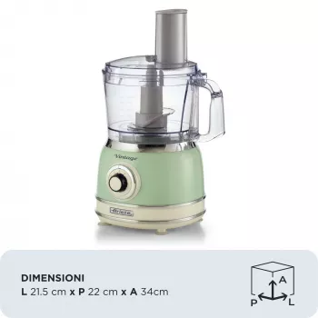 Maisto smulkintuvas ARIETE Vintage Line 1781/04 — 1000 W, 2,1 L, žalias
