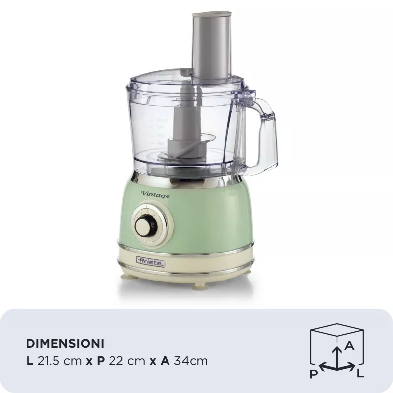 Maisto smulkintuvas ARIETE Vintage Line 1781/04 — 1000 W, 2,1 L, žalias
