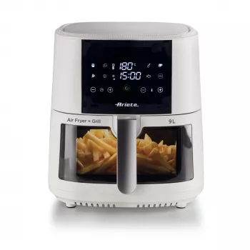 Ariete 4630 karšto oro gruzdintuvė 9L, 1300W, Talpa 9L, Maisto talpa 2,5kg, 8 iš anksto nustatytos programos, Temperatūra iki 200°, Skaidrus krepšys gaminimo kontrolei, Balta