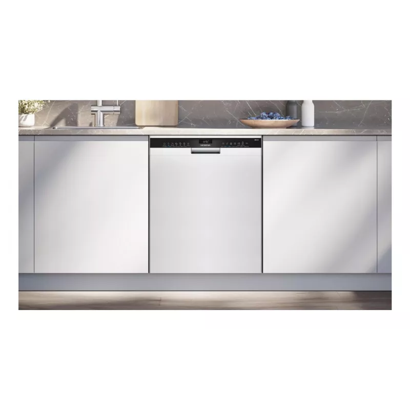 Po stalviršiu montuojama indaplovė Siemens SN43HW03TE, 13 komplektų, 60 cm, balta, 46 dB, Home Connect