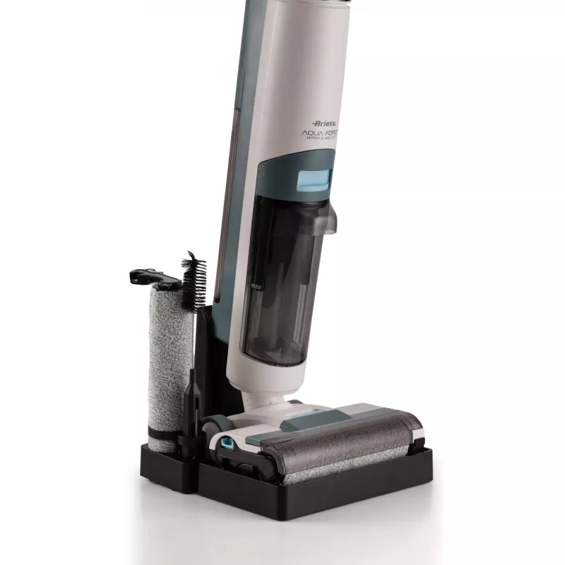 Ariete 2483 Aqua Force Wash & Vacuum, išmanusis dulkių siurblys, belaidis grindų valiklis, belaidis, siurbia ir valo, gyvūnų plaukai, sausas ir šlapias purvas, 700 ml talpa, priedai