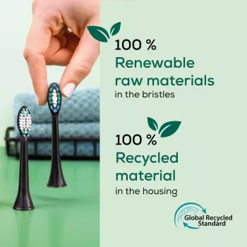 Pakaitinių dantų šepetėlio galvučių rinkinys Beurer SC Premium Protection Plus Green Planet — juodos, 4 vnt.