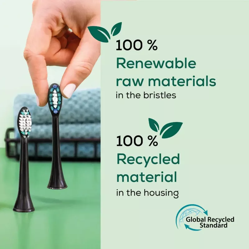 Pakaitinių dantų šepetėlio galvučių rinkinys Beurer SC Premium Protection Plus Green Planet — juodos, 4 vnt.