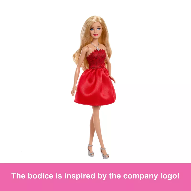 Barbie Mattel 80-ojo jubiliejaus rubino raudonumo šventinė mados lėlė, vilkinti raudoną suknelę su aksesuarais