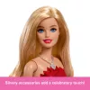 Barbie Mattel 80-ojo jubiliejaus rubino raudonumo šventinė mados lėlė, vilkinti raudoną suknelę su aksesuarais