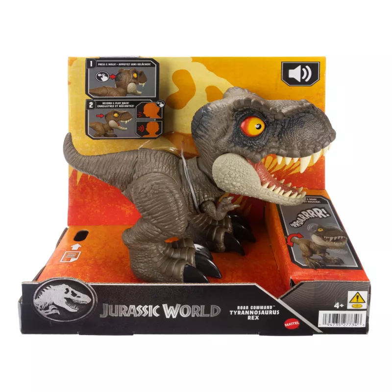 Jurassic World Roar Command Tyrannosaurus Rex dinozaurų figūrėlė žaislas, įrašo, atkuria ir riaumoja, T. Rex