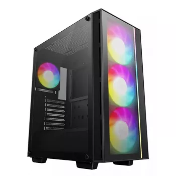 PC korpusas DeepCool MATREXX55 V4 C Midi Tower Juoda — grūdintas stiklas, ATX/microATX palaikymas, USB-C, maks. GPU 370 mm
