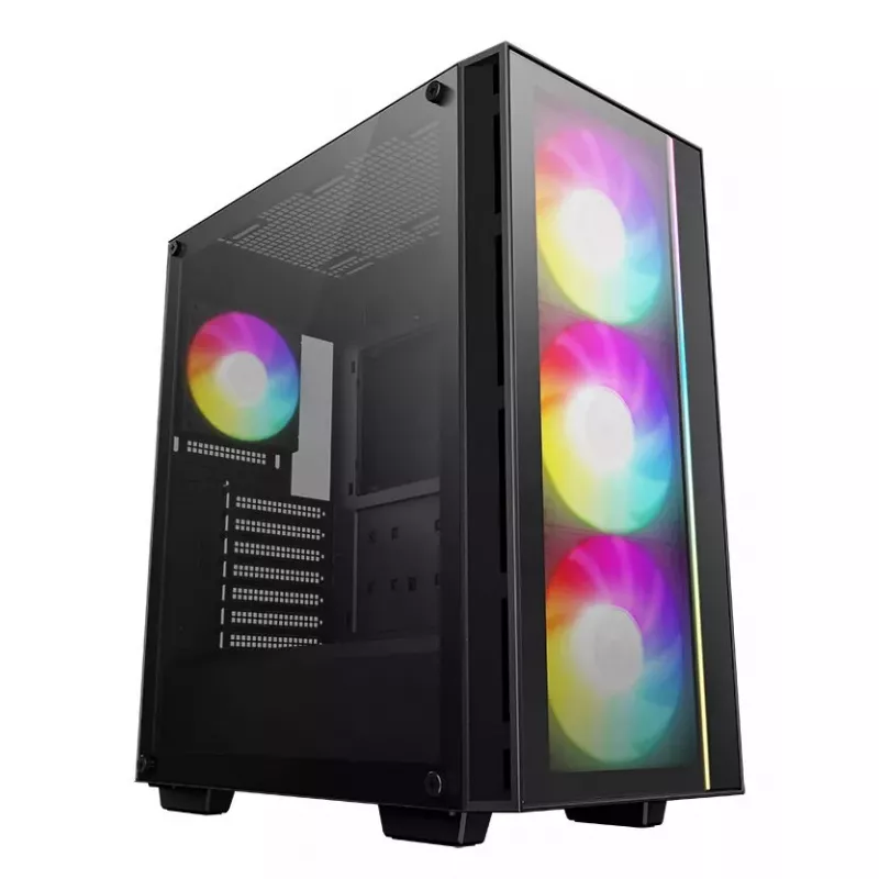 PC korpusas DeepCool MATREXX55 V4 C Midi Tower Juoda — grūdintas stiklas, ATX/microATX palaikymas, USB-C, maks. GPU 370 mm