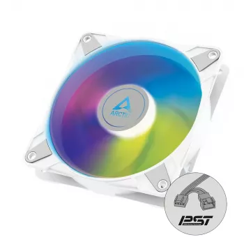 ARCTIC P14 PWM PST A-RGB - Pusiau pasyvus 140 mm korpuso ventiliatorius su skaitmeniniu A-RGB baltos spalvos
