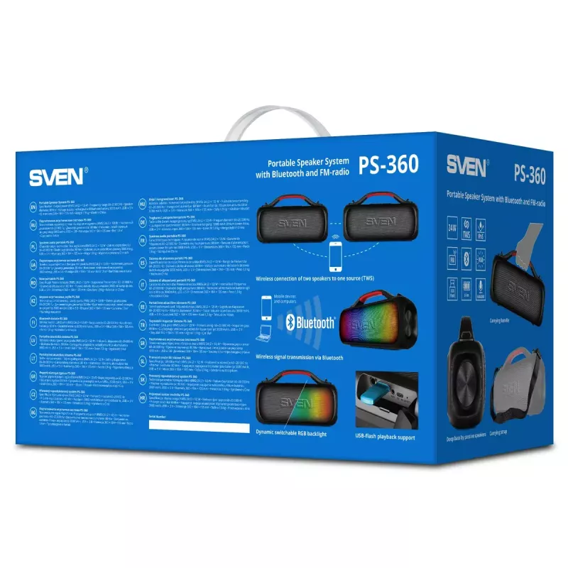 Mono nešiojama kolonėlė SVEN PS-360 Juoda