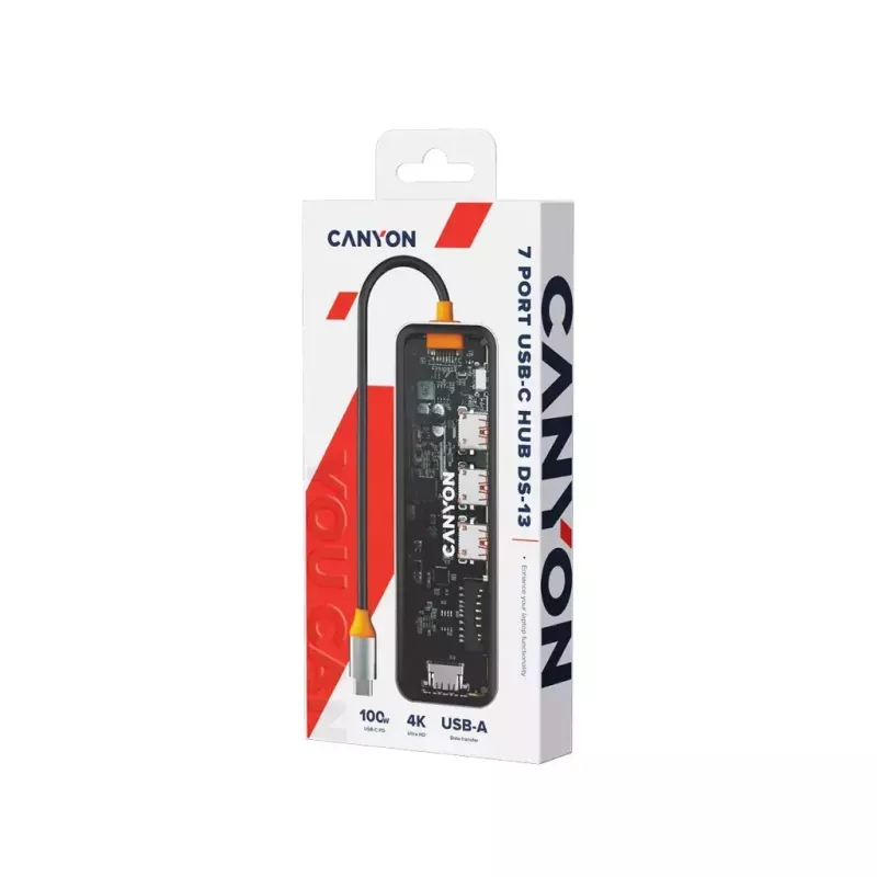 Canyon DS-13 USB Type-C šakotuvas 5000 Mbit/s HDMI USB 3.2
