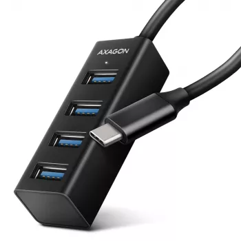 Axagon HUE-M1C 4x USB 3.2 Gen 1 MINI šakotuvas, metalinis, 20 cm USB-C laidas
