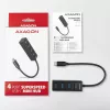 Axagon HUE-M1C 4x USB 3.2 Gen 1 MINI šakotuvas, metalinis, 20 cm USB-C laidas
